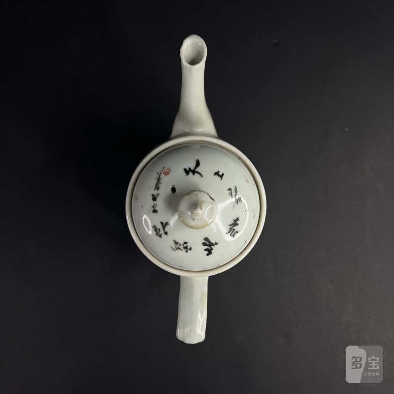 民国 粉彩“二乔并读”茶壶 - 图5